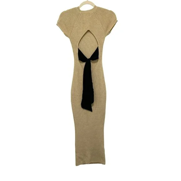 All The Ways Sweater Bow Back Cutout Knit Maxi Dress Size XS NWT - Picture 6 of 7